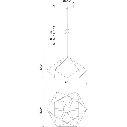 Alora Mood Krysta 1 Light 12.13 inch Brushed Gold Pendant Ceiling Light