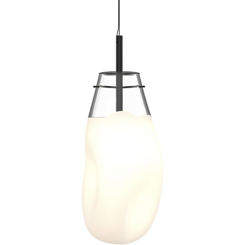 Liquid LED 11 inch Satin Black Pendant Ceiling Light in Poured White Glass