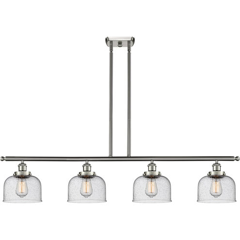 Ballston Large Bell 4 Light 48 inch Brushed Satin Nickel Island Light Ceiling Light in Seedy Glass, Ballston