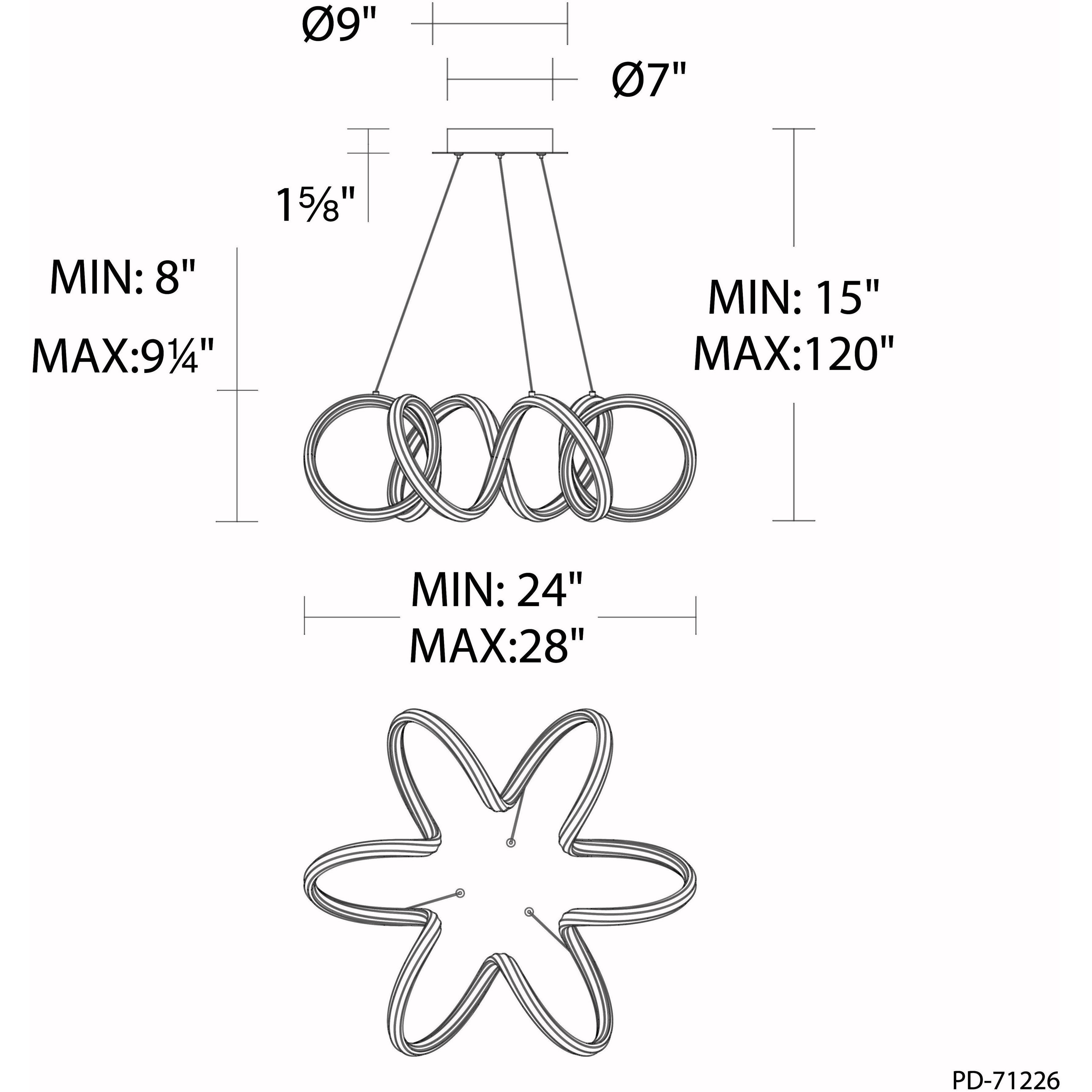 Mamba LED 26 inch Brushed Nickel Pendant Ceiling Light, dweLED