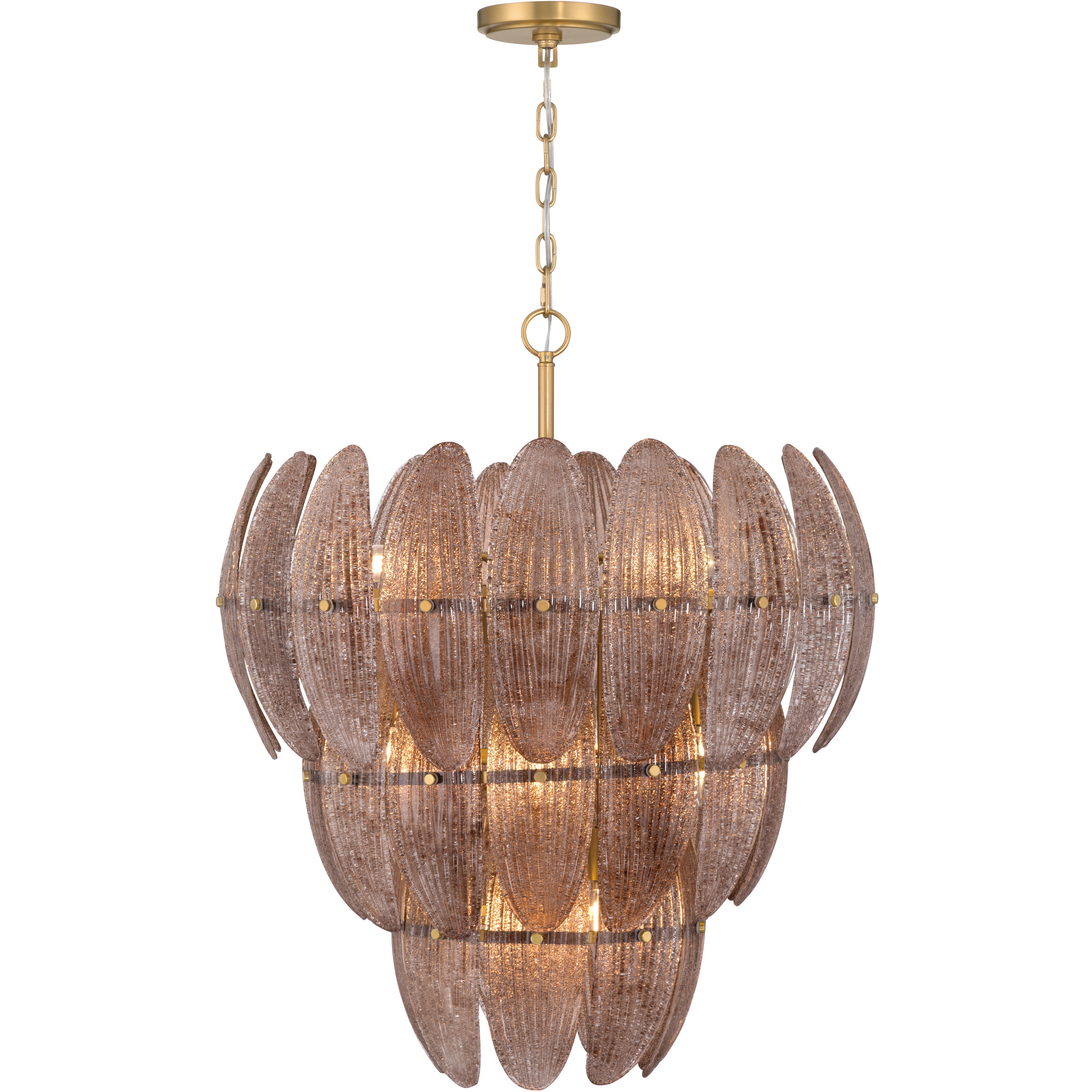 Marclaire 11 Light 26.5 inch Legacy Brass Pendant Ceiling Light in Brown Textured Handmade Glass