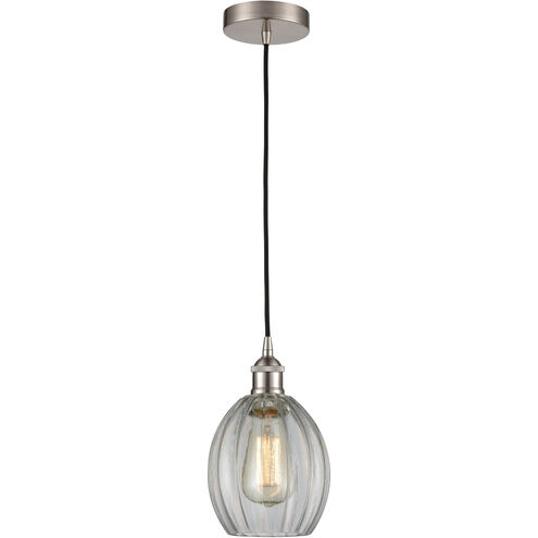 Edison Eaton LED 6 inch Brushed Satin Nickel Mini Pendant Ceiling Light