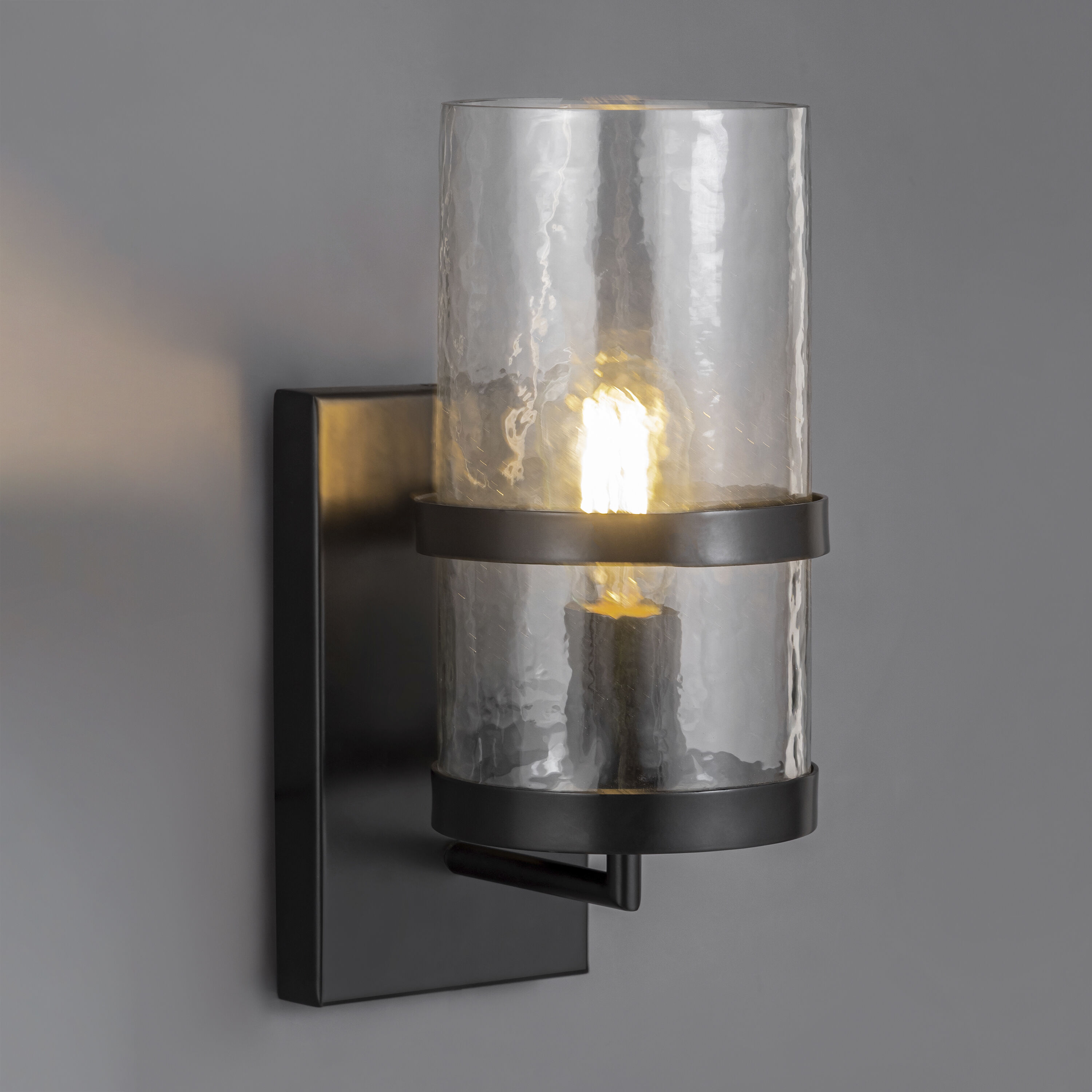 Chamberlain 1 Light 13 inch Dark Bronze Outdoor Wall Mount in Textured Clear