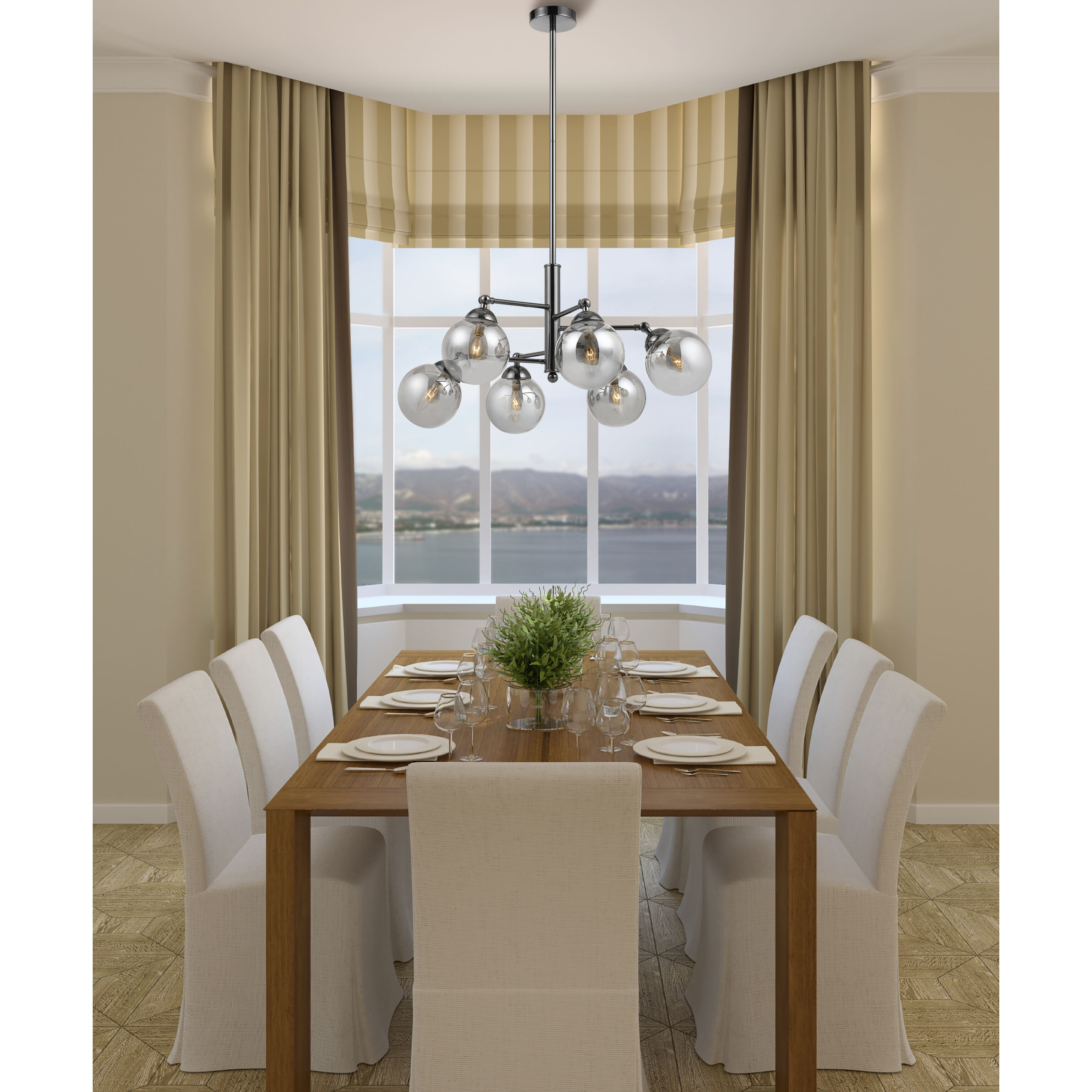 Prato 6 Light 32 inch Gun Metal Chandelier Ceiling Light