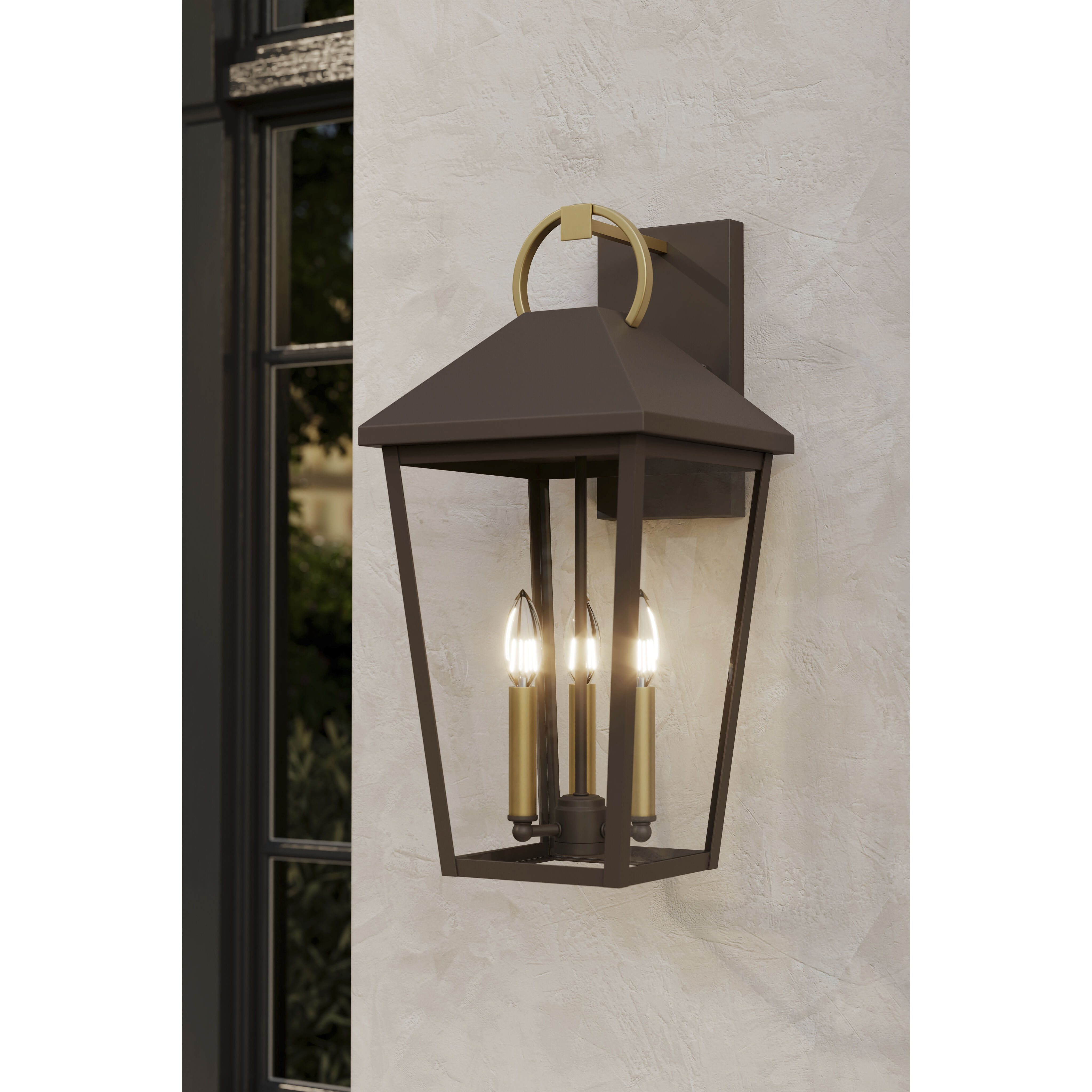 Bayra 3 Light 21 inch Painted Legacy Brass and Dark Bronze Outdoor Wall Lantern