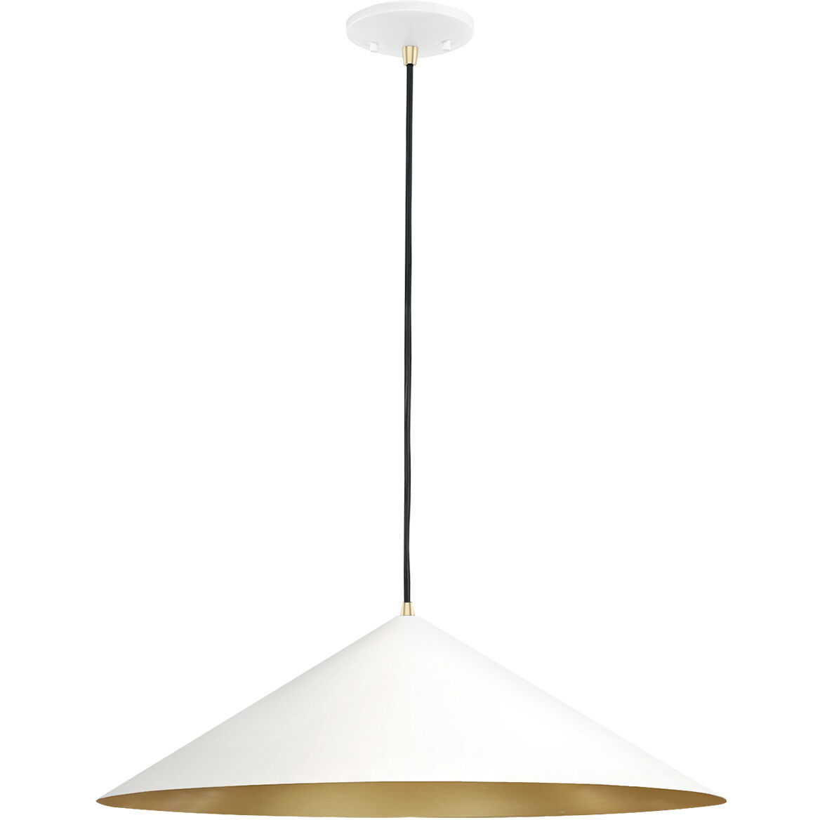 Conos Family 3 Light 24 inch Matte White with Champagne Gold Interior Pendant Ceiling Light