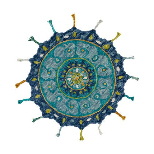 Bonifate 36 X 36 inch Teal/Ice Blue/Denim/Navy/Lime/Saffron/Cream Rugs, Round