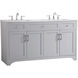 Moore 60 X 22 X 34 inch Grey and Brushed Nickel with Calacatta Quartz Vanity Sink Set