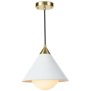 Hilton 1 Light 11.75 inch White and Natural Brass Pendant Ceiling Light