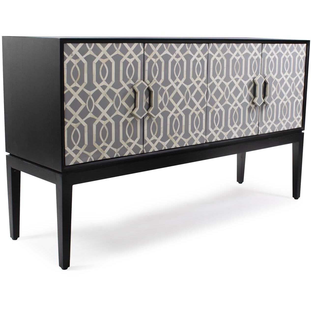 Shearer 60 inch Black and Gray with White Credenza