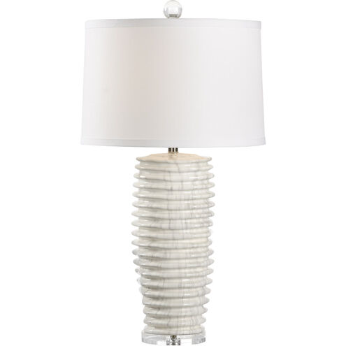 Chelsea House 33 inch 100.00 watt White Marbled Glazed/Clear Table Lamp Portable Light
