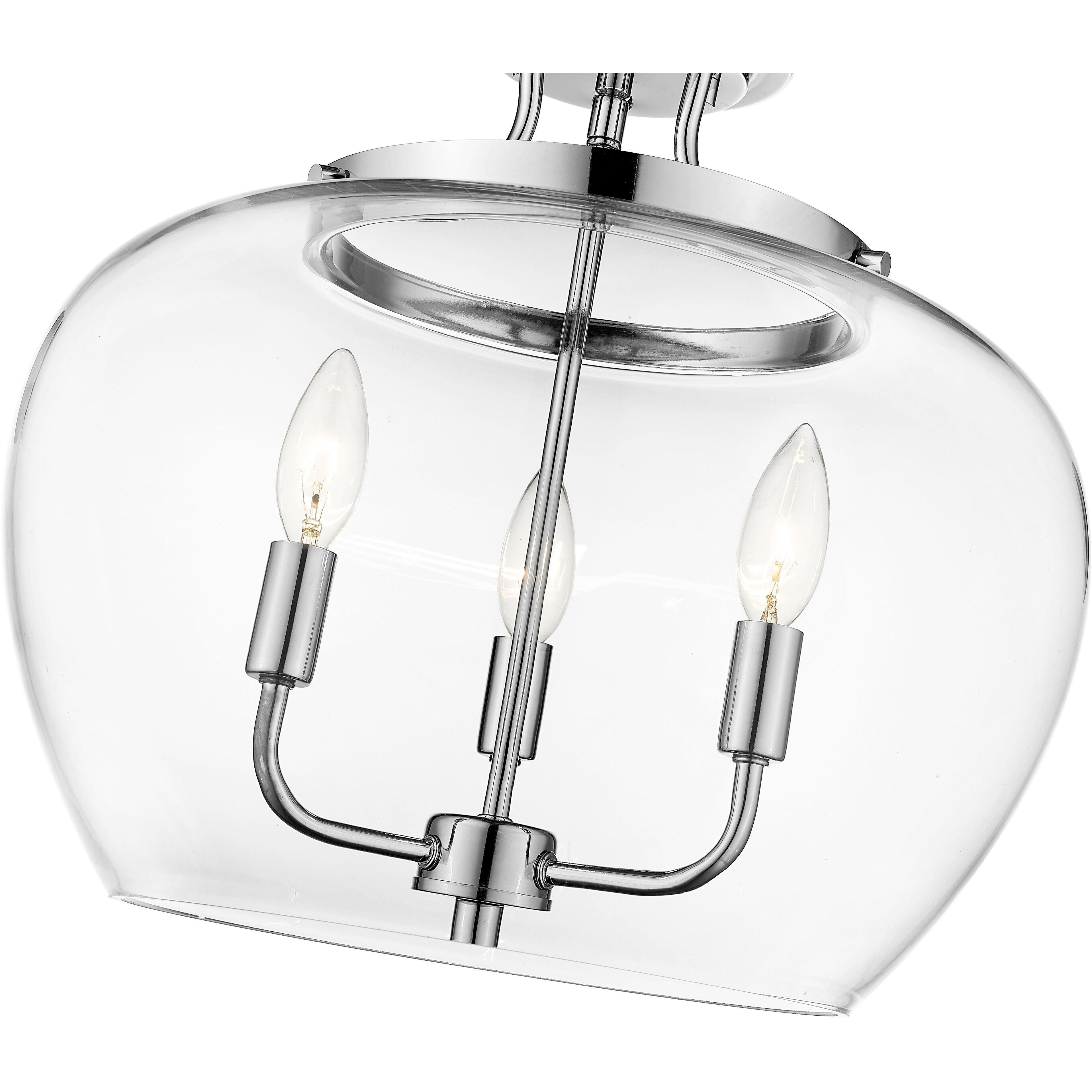 Joliet 3 Light 15.75 inch Chrome Semi Flush Mount Ceiling Light