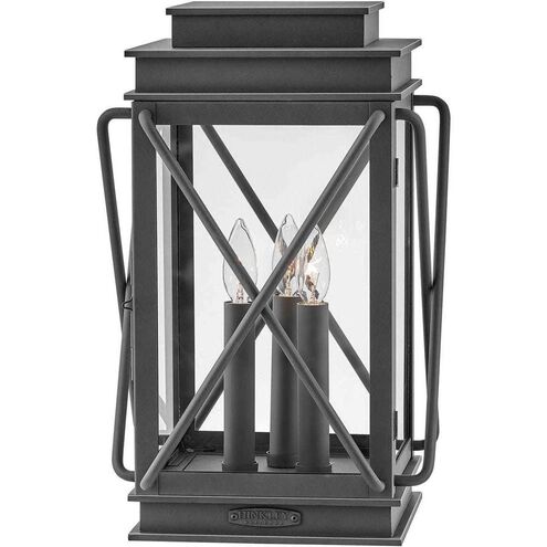 Montecito 3 Light 18.5 inch Museum Black Outdoor Pier Mount Lantern in Non-LED