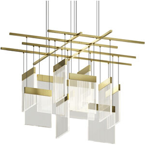 V Panels 11 Light 46.75 inch Brass Pendant Ceiling Light