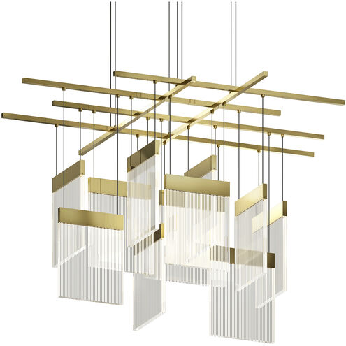 V Panels 11 Light 46.75 inch Brass Pendant Ceiling Light