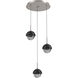 Cabochon LED Metallic Beige Silver with Black Marble Pendant Chandelier Ceiling Light in Smoke, 2700K LED
