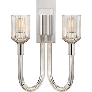 Kelly Wearstler Reverie 2 Light 14 inch Clear Ribbed Glass and Polished Nickel Double Sconce Wall Light in Clear Glass and Polished Nickel