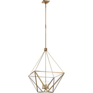 Julie Neill Lorino LED 22 inch Hand-Rubbed Antique Brass Lantern Pendant Ceiling Light, Large