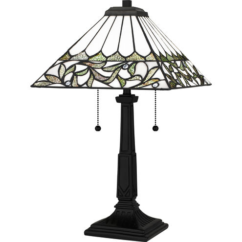 Galahad 23 inch 75.00 watt Matte Black Table Lamp Portable Light, Tiffany