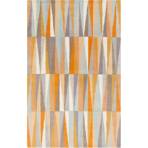 Oasis 96 X 60 inch Bright Orange/Light Gray/Beige/Camel/Peach/Mauve Rugs, Wool