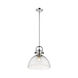 Hines 1 Light 14 inch Chrome Pendant Ceiling Light in Seeded Glass, Large