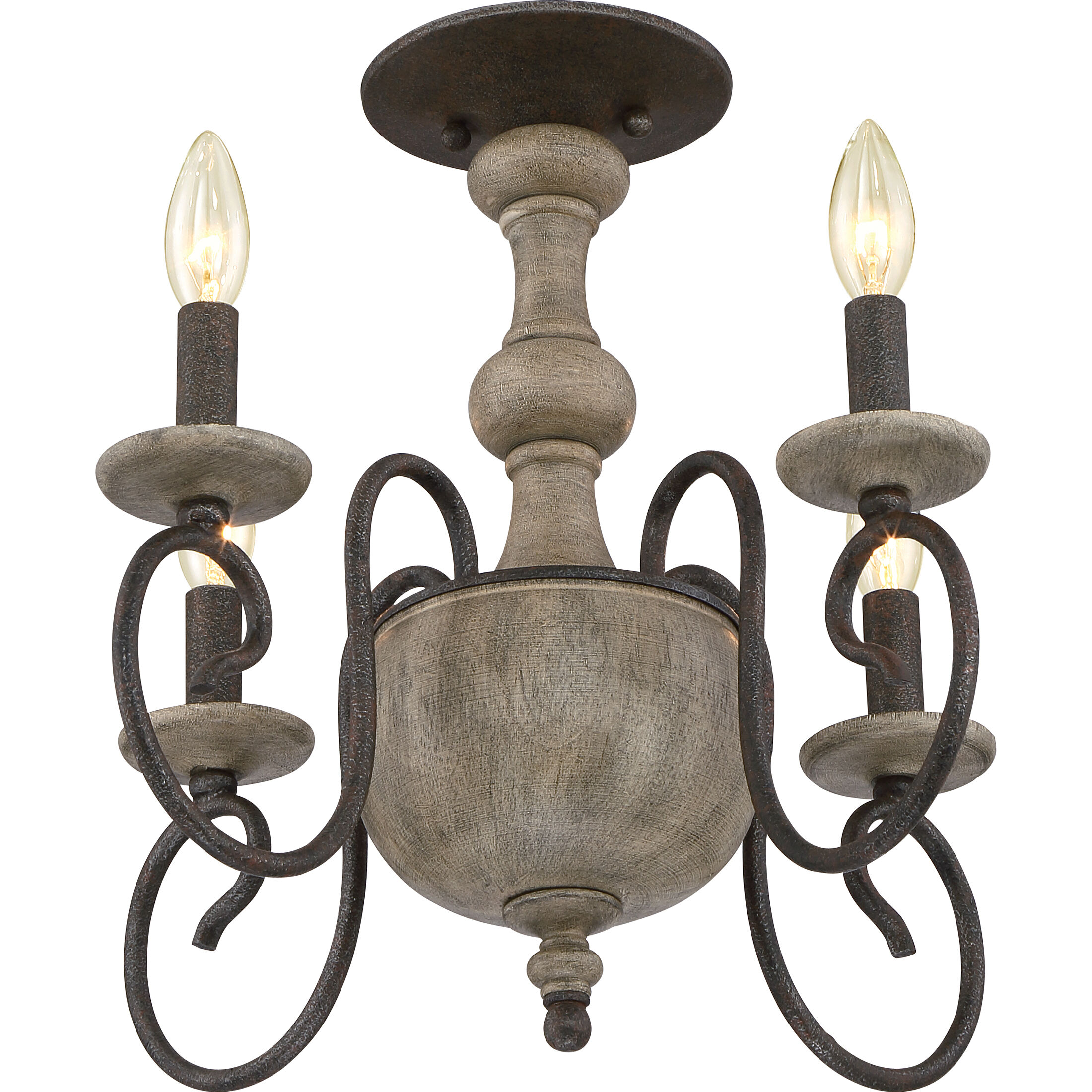 Castile 4 Light 18 inch Rustic Black Semi-Flush Mount Ceiling Light