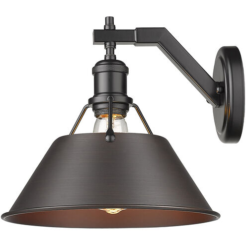 Orwell 1 Light 10 inch Matte Black Wall Sconce Wall Light in Rubbed Bronze, Damp