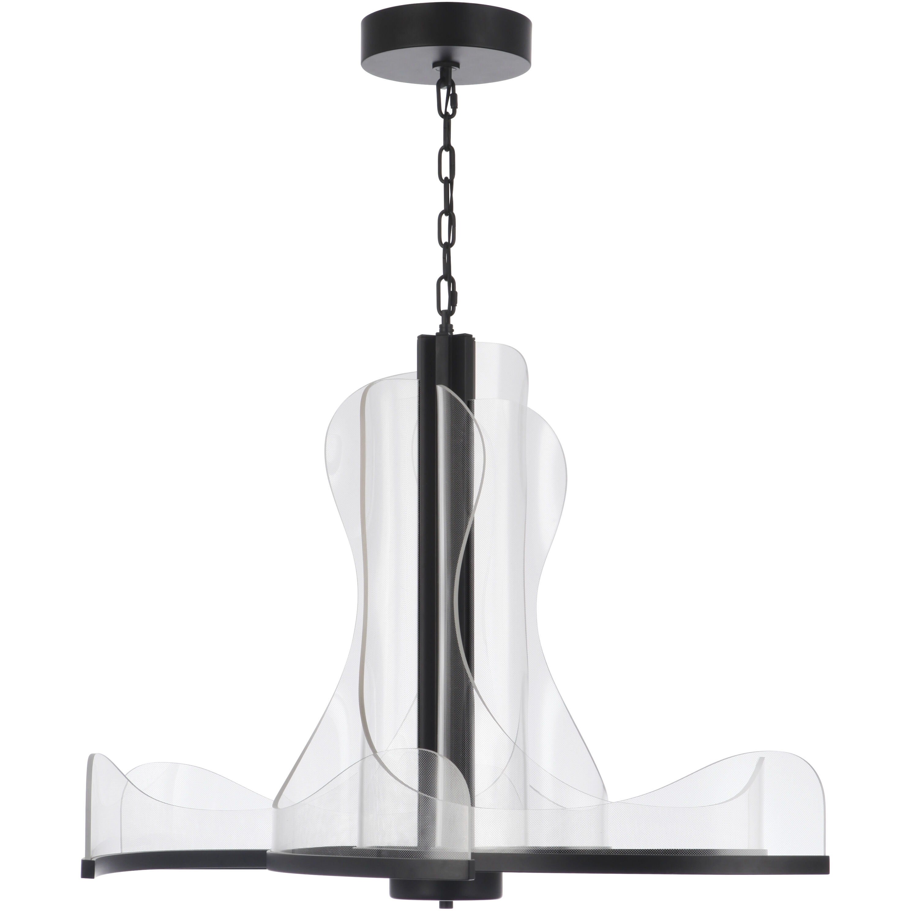 Estrella LED 36 inch Flat Black Chandelier Ceiling Light, 6 Arm