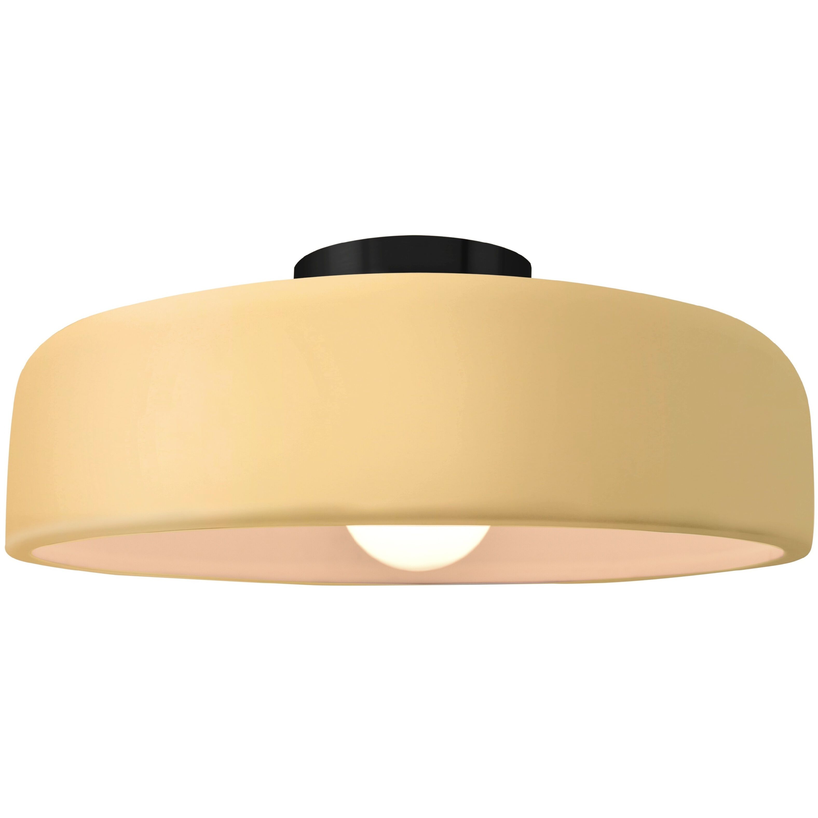 Radiance Collection - Spire LED 16 inch Muted Yellow and Matte Black Semi-Flush Ceiling Light in Dedicated LED, 16W x 6.5H, Form+Finish+Function