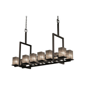 Wire Glass 17 Light 14 inch Matte Black Chandelier Ceiling Light in Grid with Clear Bubbles, Square w/ Flat Rim