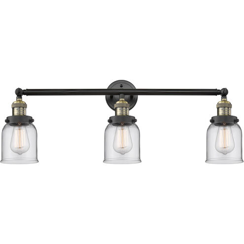 Franklin Restoration Small Bell LED 30 inch Black Antique Brass Bath Vanity Light Wall Light in Clear Glass, Franklin Restoration