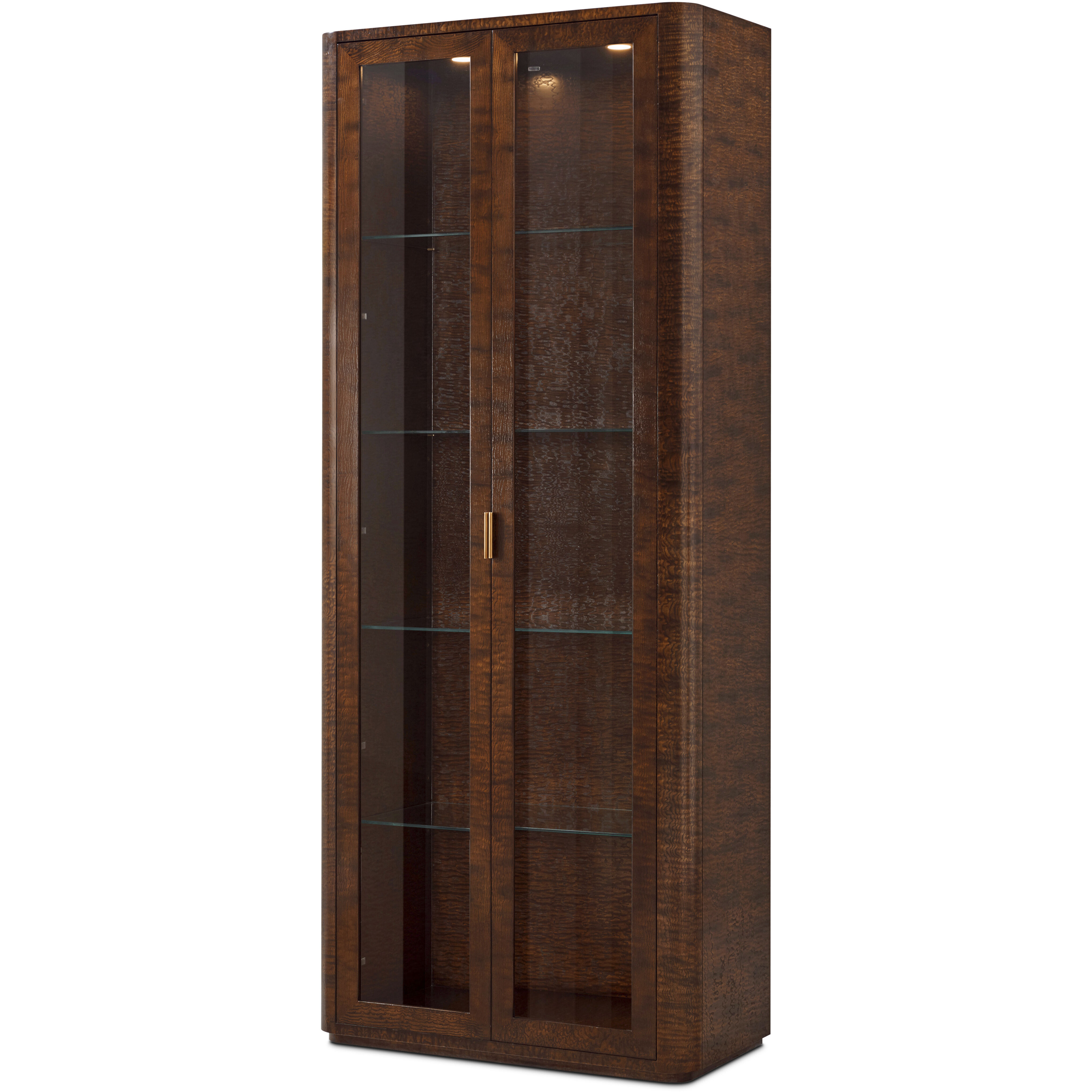 Kesden Pyramid Brown Curio Cabinet, Wooden with Glass
