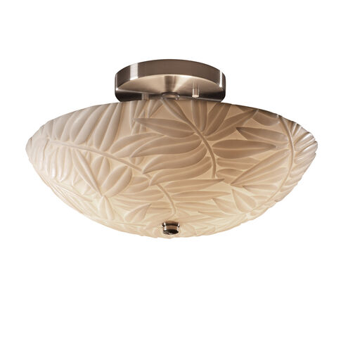 Porcelina 2 Light 14 inch Brushed Nickel Semi-Flush Bowl Ceiling Light in Bamboo, Incandescent