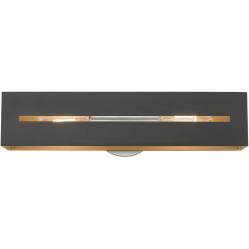 Soma 2 Light 18 inch Textured Black with Brushed Nickel Accents ADA Vanity Sconce Wall Light