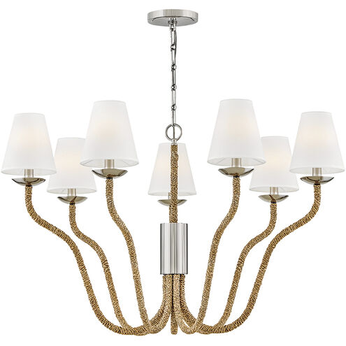 Harwich 7 Light 40 inch Polished Nickel with Natural Chandelier Ceiling Light