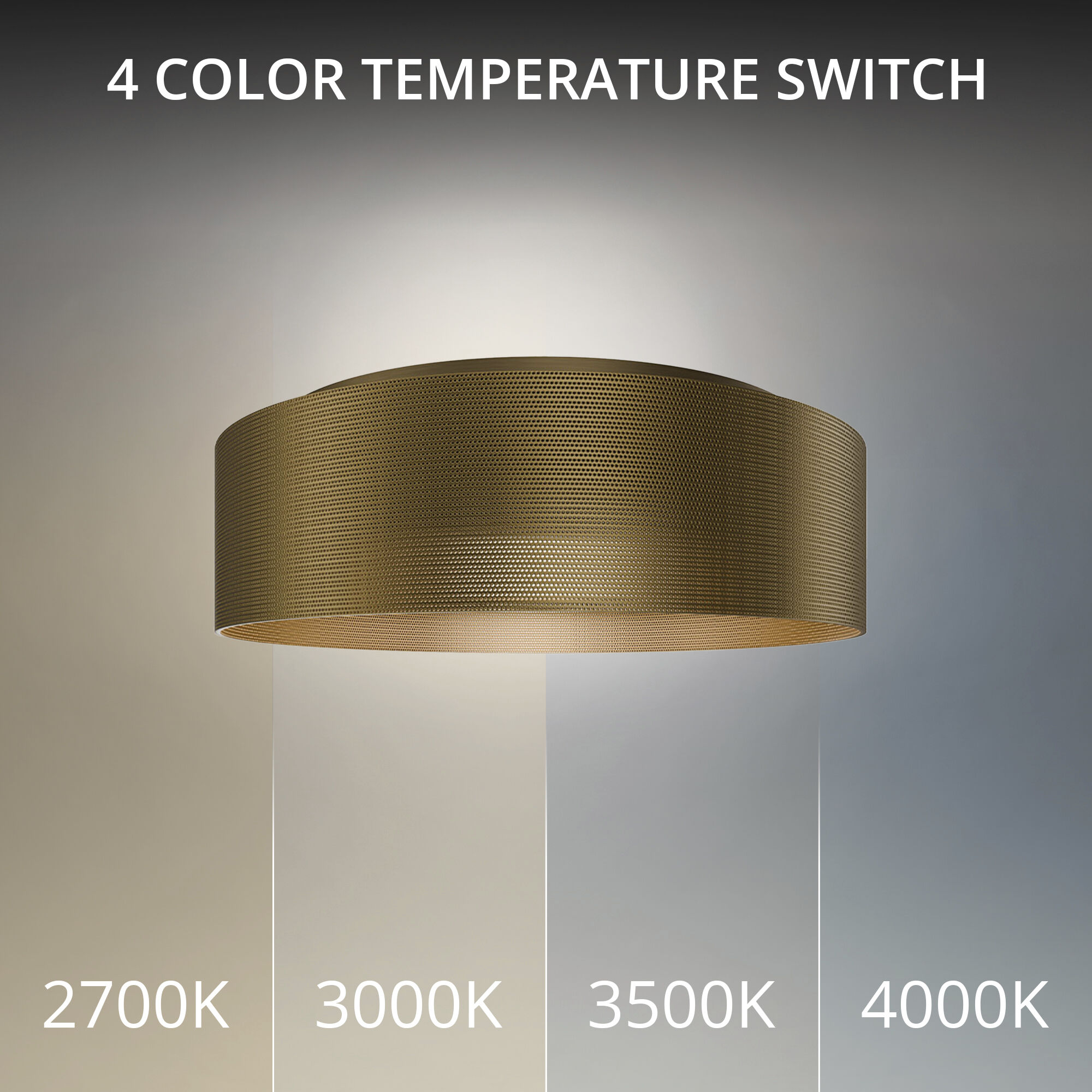 Grille LED 12 inch Aged Brass Flush Mount Ceiling Light in 4000K, dweLED