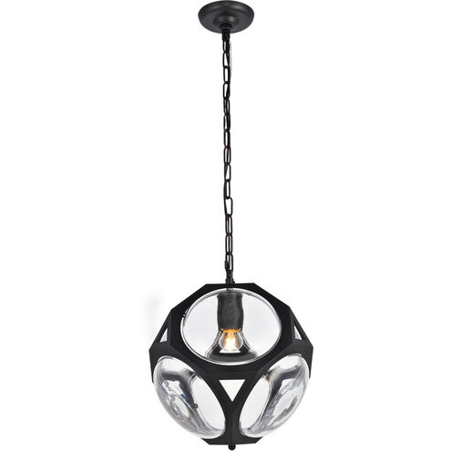 Vega 1 Light 12.5 inch Flat Black Pendant Ceiling Light, Urban Classic