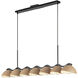 Atlas 7 Light 42.38 inch Black and Peach Linear Pendant Ceiling Light