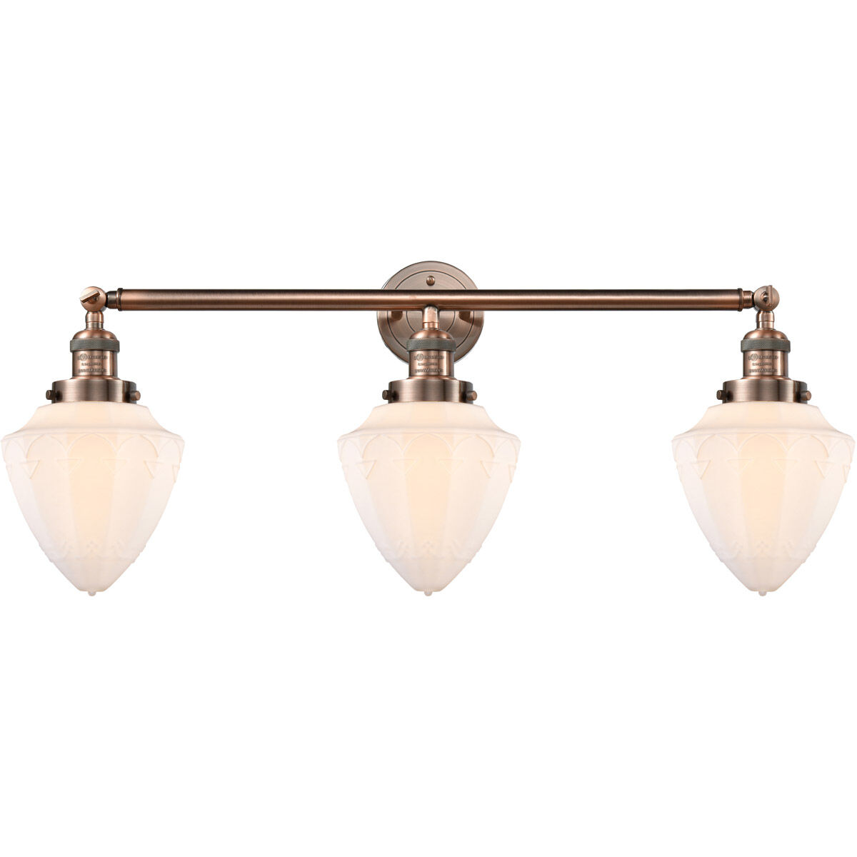 Franklin Restoration Bullet 3 Light 34 inch Antique Copper Bath Vanity Light Wall Light