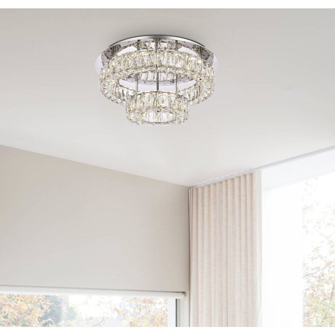 Monroe 2 Light 22 inch Chrome Flush Mount Ceiling Light 