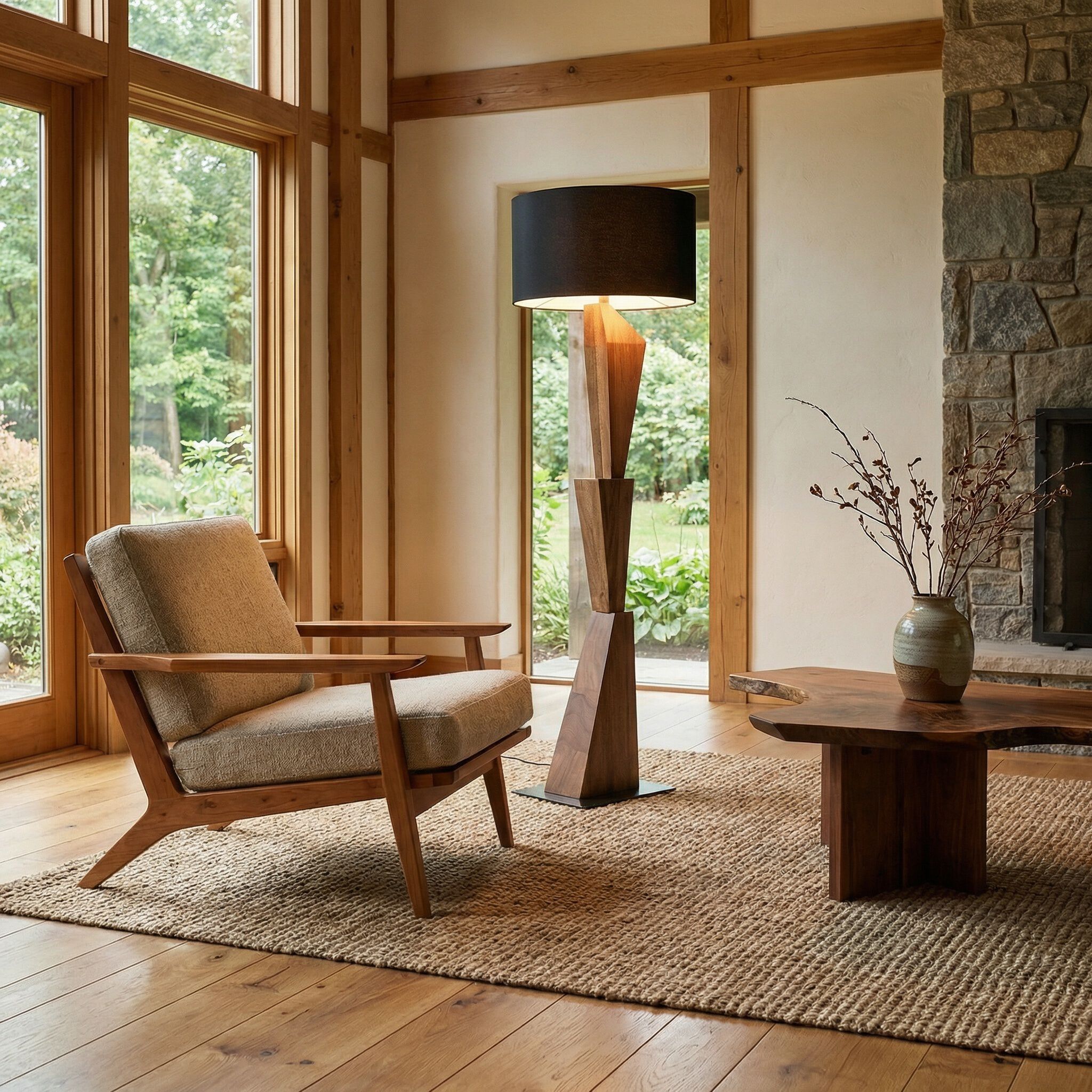 Enigma II 67 inch 60 watt Dark Walnut Floor Lamp Portable Light