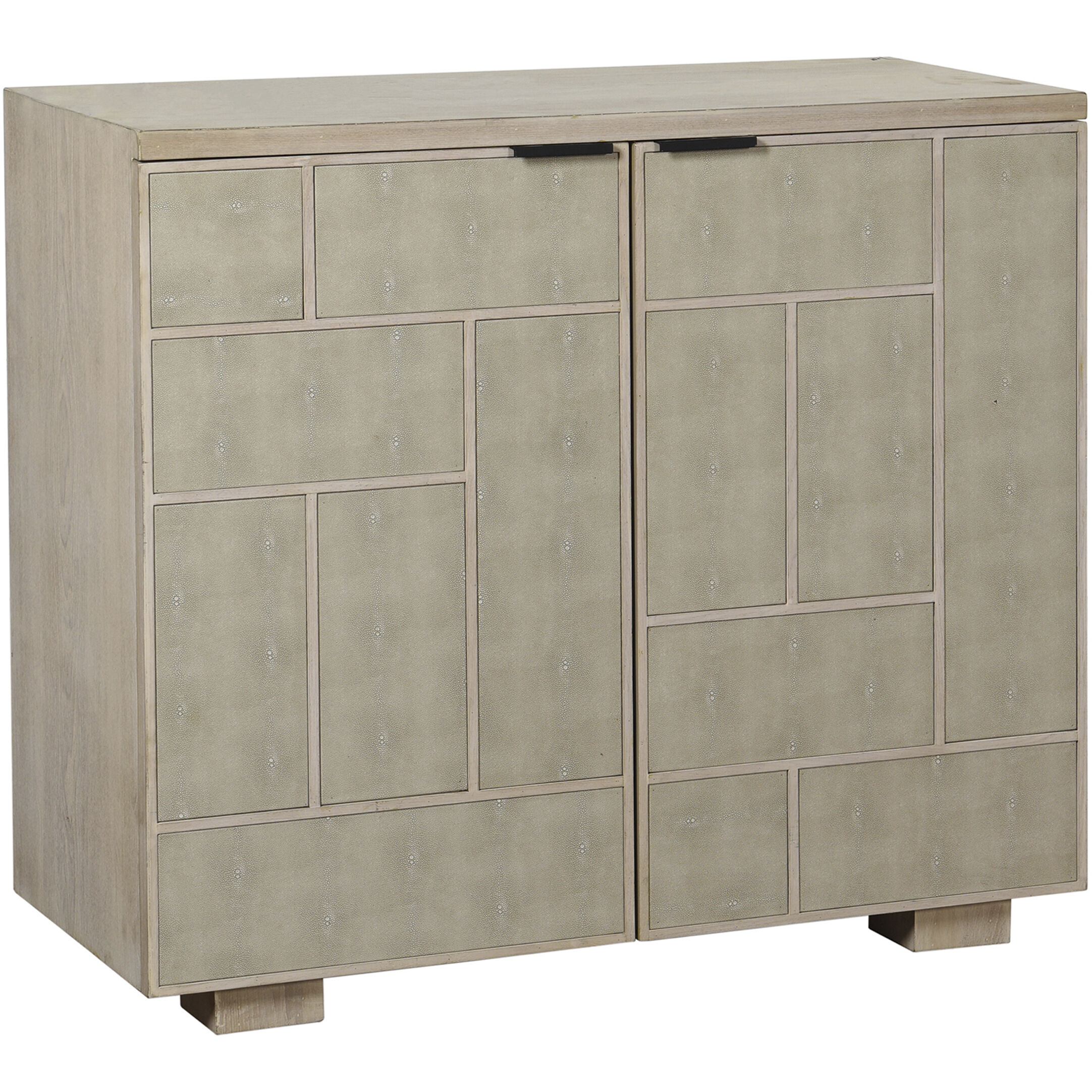 Adeline Light Cream and Faux Shagreen and Light Maple Cabinet