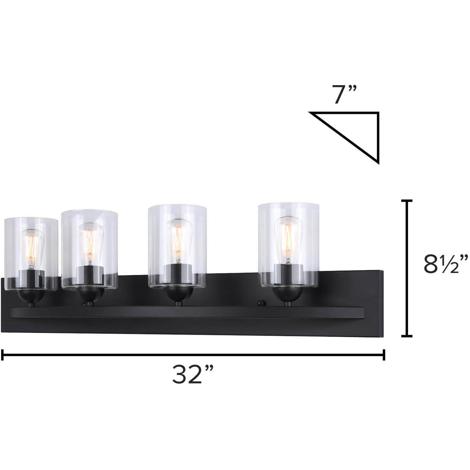 Hampton 4 Light 32 inch Matte Black Vanity Light Wall Light