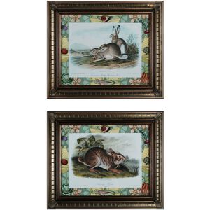 Rabbits With Border Antique Gold Leaf Wall Art