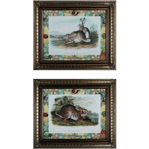 Rabbits Antique Gold Leaf with Antique Gold Framed Wall Art