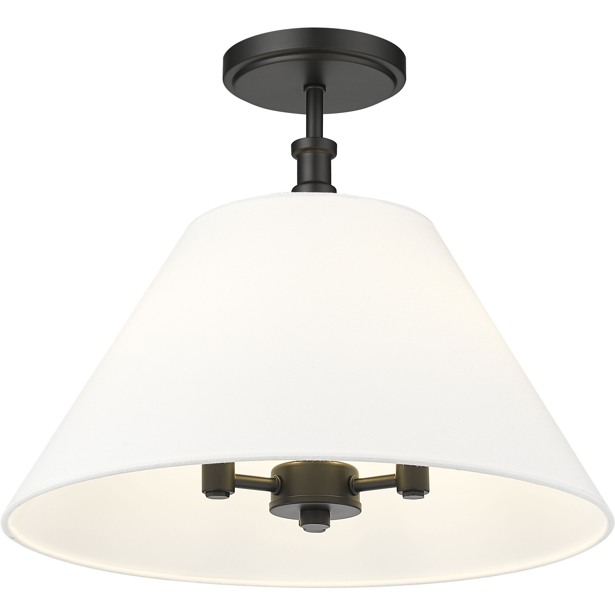 Adorra 3 Light 16 inch Matte Black Semi-Flush Mount Ceiling Light