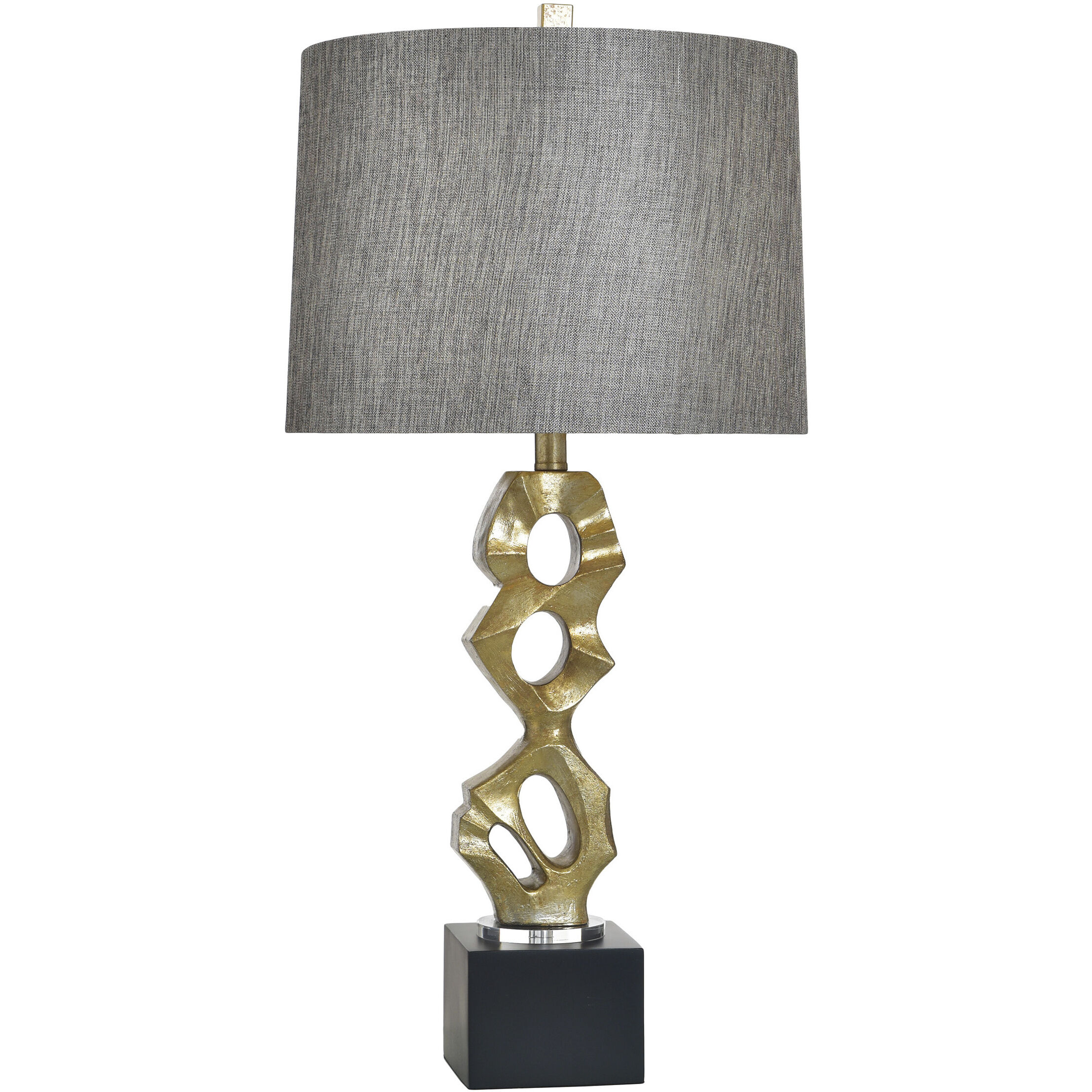 Poly 32.25 inch 100 watt Van Gold and Black and White Table Lamp Portable Light