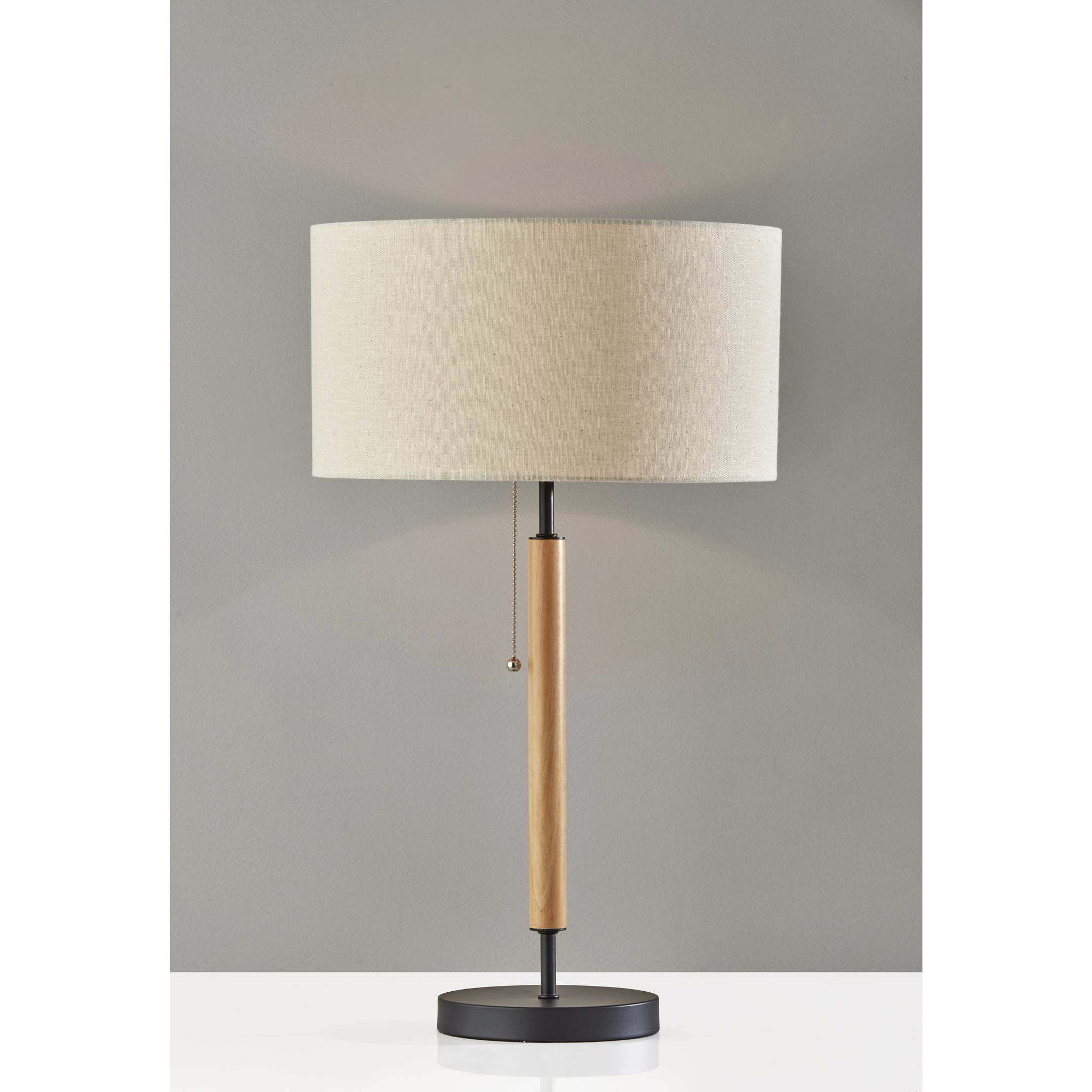 Hamilton 26 inch 100.00 watt Natural Wood / Black Metal Table Lamp Portable Light