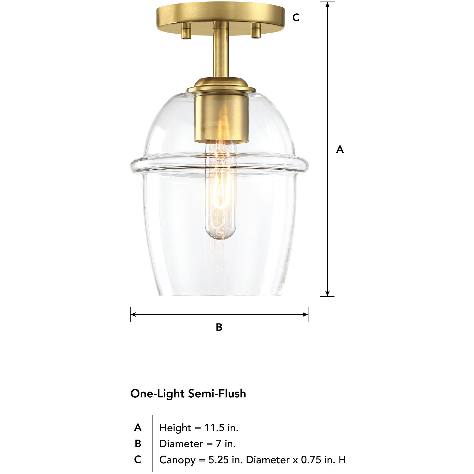 Summer Jazz 1 Light 7 inch Brushed Gold Semi Flush Mount Ceiling Light