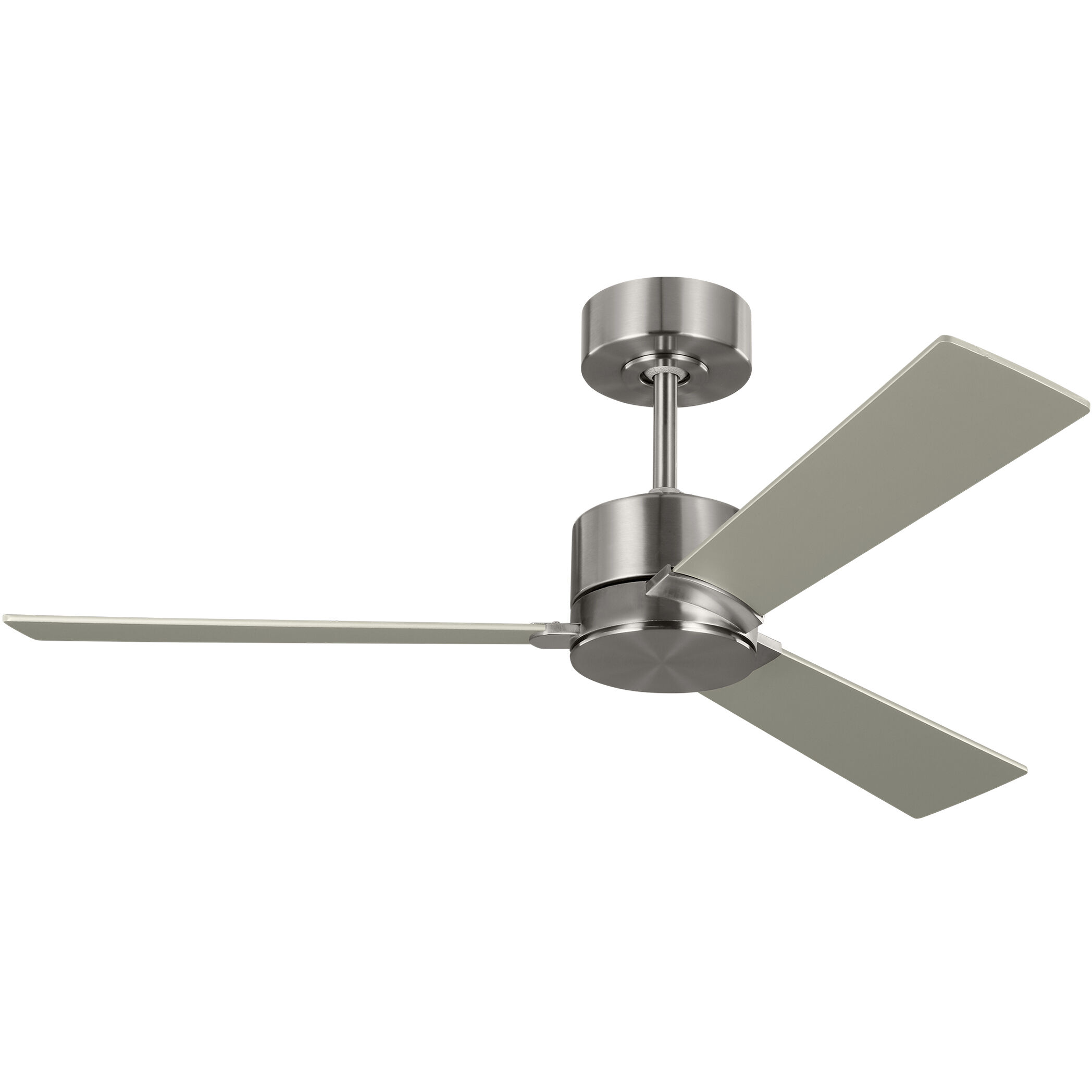 Rozzen 44 inch Brushed Steel with Silver/American Walnut reversible blades Indoor/Outdoor Ceiling Fan